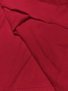SHEIN LUNE Áo khoác blazer nữ màu trơn cổ tròn tay nhún thường ngày cỡ lớn Áo khoác blazer nữ màu đỏ Áo khoác blazer nữ màu đỏ Áo khoác vest màu đỏ cho mùa thu/đông - Đỏ - Xem 3