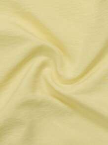 Manfinity Dauomo Áo sơ mi nam tay dài hở vai màu trơn, đơn hàng thường ngày, mùa hè - Màu vàng - Xem 5