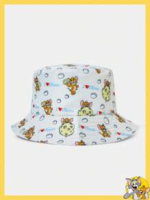 TOM & JERRY X SHEIN Reversible Tan Allover Print Bucket Hat - Beige - View 1