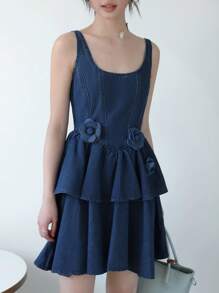 SHEIN EZwear Vestido mini ajustado sin mangas de mezclilla para mujer, conjunto informal de verano azul para mujer, atuendos de graduación para mujer, atuendos de vacaciones para mujer, atuendo de concierto de country, atuendo de concierto para mujer, atuendos de crucero para mujer, estilo de dinero viejo para mujer, atuendos para salir, atuendos de festival para mujer, atuendos de vacaciones para mujer, atuendos de cumpleaños para mujer, lindo conjunto de verano