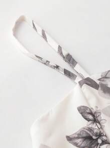 Irokai 花卉印花交叉裹身优雅蝙蝠袖浴衣 - 杏色 - 查看 5