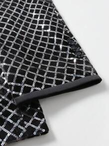 Manfinity AFTRDRK Men's Shawl Collar Plaid Single-Breasted Blazer, Suitable For Ball - Black - View 3