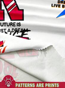 SHEIN CURVE+ Plus Size Casual Minimalist Slogan Print Short Sleeve T-Shirt