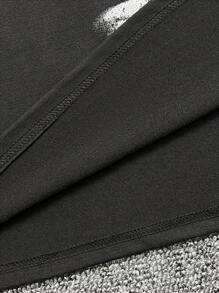 2pcs Tween Boy Casual Comfortable Versatile Round Neck Short Sleeve Letter&Portrait Graphic T-Shirt & Shorts Set, Suitable For Commute, School, Everyday, Street Style, Spring/Summer - Black - View 7