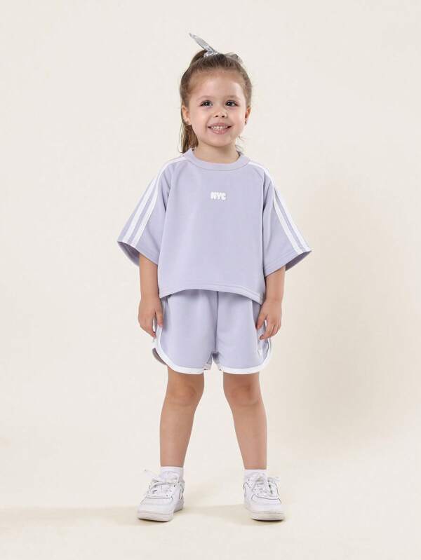 SUMWON NYC Boxy Youth Athleisure Sportswear Two Piece Short Sleeve Set Casual Summer Spring Girls Co-Ord