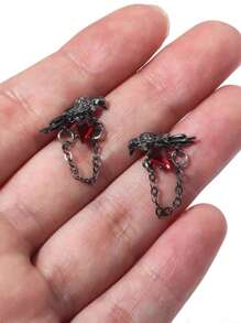 ROMWE Goth 哥特式暗乌鸦宝石耳钉，复古设计，万圣节
