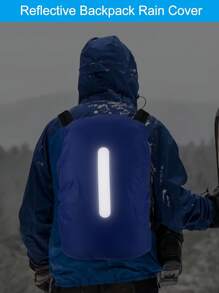1 Pieza Mochila negra impermeable y antifouling de 15-75L, Cubierta antipolvo para bolsa de viaje, senderismo y montañismo al aire libre, Cubierta protectora plegable para mochila con tiras reflectantes, Adecuada para exteriores, montañismo, transporte, escuela, hogar, almacenamiento de viaje - Azul - Ver 2