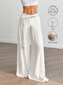Flirla Pantalon large polyvalent décontracté printemps/été 2025 pour femme - Blanc - Voir 6