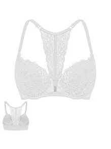 DesireSculpt 1 Áo ngực ren có gọng đóng phía trước cho nữ - trắng - Xem 6