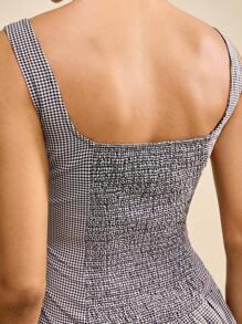 Muvela Women's Plaid Bubble Sleeveless Mini Dress For Summer