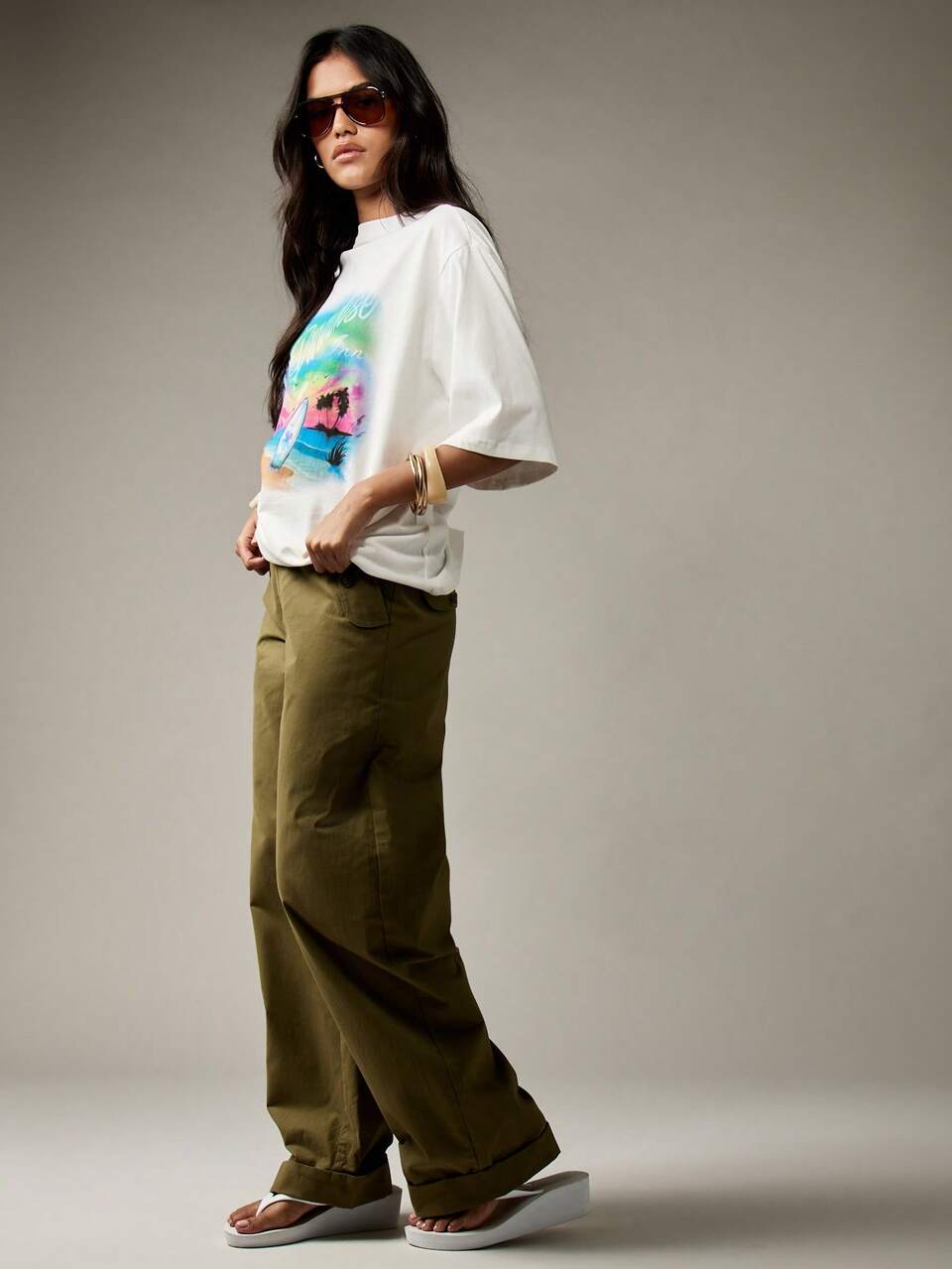 MISSGUIDED Wide Leg Cargo Utility Pants With Front Pockets High Waisted Casual Work Autumn Winter Trousers Barrel Cut Relaxed Fit