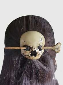 ROMWE Goth 1 件哥特式做旧骷髅设计发夹和发卡，适合女士（做旧细节随机），万圣节