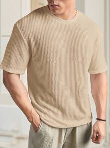 Manfinity VCAY Men Casual Solid Waffle Knit Tee For Summer