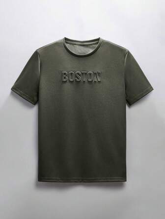 NEON BLANC Men's Letter Embossed Tee Without Necklace, Summer, Streetwear Inspired