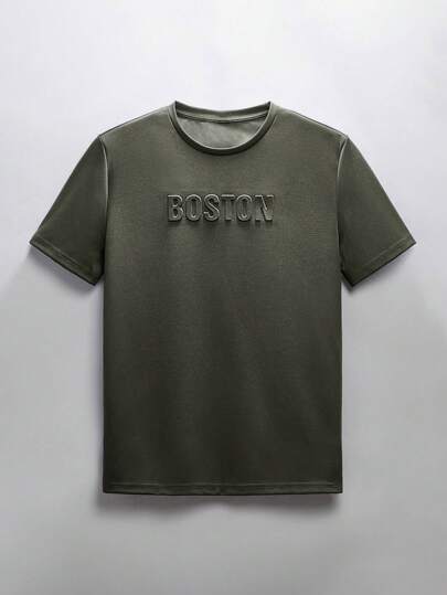 NEON BLANC 男士字母压花T恤（不带项链），夏季，街头风