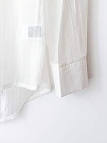 SHEIN LUNE Women's Lightweight Sun Protection Blouse With Back Slit Buttoned Design - White - View 5