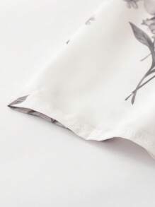 Irokai 花卉印花交叉裹身优雅蝙蝠袖浴衣 - 杏色 - 查看 7