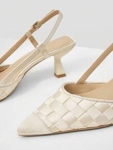 MOTF PREMIUM WOMEN'S POINTED-TOE WOVEN HIGH HEEL PUMPS, VERSATILE SPRING SHOES - Beige - View 6