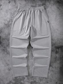 Manfinity Hypemode 男士抽绳腰侧口袋直筒宽松休闲运动裤 - 灰色 - 查看 3