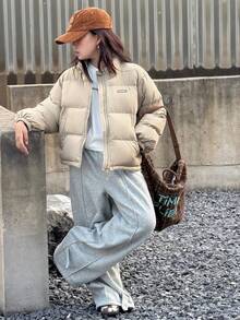 DAZY Tween Boys Winter Stand Collar Pockets Zip Padded Coat - Light Grey - View 4