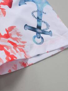 Manfinity RSRT 2件套男士Anchor & Coral休闲度假短袖衬衫和短裤套装。男士花卉Anchor Coral热带夏威夷风情服装。送给男朋友或丈夫的绝佳礼物。舒适的装扮 - 紅色 - 查看 6