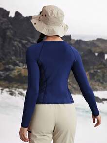 In My Nature 女士圆领长袖印花休闲户外上衣 - 寶藍色 - 查看 2