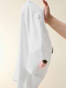 Anewsta 女士斜肩短袖T恤，3D草莓印花修身款，夏季 - 白色 - 查看 8