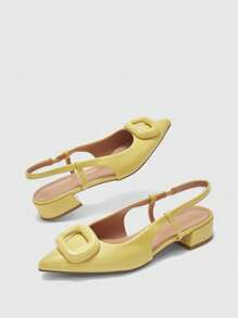 CUCCOO BIZCHIC 女士尖头扣饰时尚平底鞋 - 黃色 - 查看 9