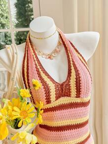 Skyraze Women's Turtleneck Striped Casual Dress - Multicolor - View 5