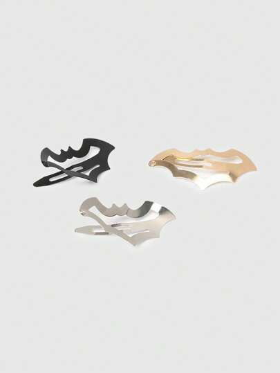 Goth 4pcs Gothic Style Bat Hair Clips, Women Decorative Hairpins For Daily Wear & Parties