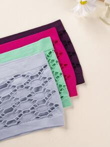 SHEIN Bộ 3 áo yếm khoét lỗ liền mạch cho nữ - Nhiều màu - Xem 7