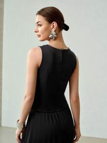 MOTF PREMIUM Top de tirantes con apliques bordados - Negro - Ver 3