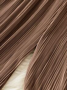 Omancia 纯色休闲宽松裤 - 棕色 - 查看 3