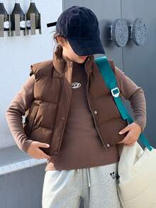 DAZY Rompi Longgar Kasual Berbantalan untuk Anak Perempuan Remaja, Musim Dingin - Coffee Brown - View 5