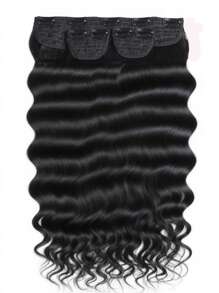 3 件波浪夹式接发真人发黑色女士波浪柔软双纬浓密假发