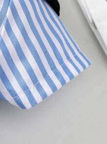 Souflis Souflis 嬰兒男童夏季休閒條紋爬服連披肩