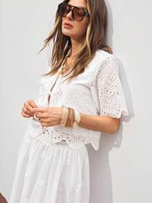 ATUI Studio Women's Summer Holiday Vacation Casual Boho Fairycore  White Suspenders French Embroidery Lace-Up Placket Top,Summer Outfits For Women,Beach Vacation Outfits,Summer Tops For Women,European Summer,Going Out Tops Women,Concert Outfits,Brunch Outfits For Women,Cute Summer Tops