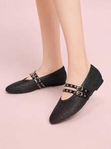 CUCCOO DOLLMOD Chaussures de mode uniques tissées à la main pour femmes, nouveaux design de ballerines à double bride - Noir - Voir 5