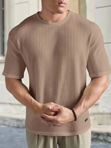 Manfinity BRENVOR Loose Fit Men's Letter Patched Waffle Knit T-Shirt