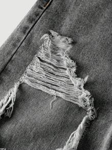 SHEIN Girlism Tween Girl Y2K 夏季浅色水洗镂空破洞宽松直筒牛仔裤，夏季海滩波西米亚风度假休闲狂欢音乐会，破洞宽松牛仔裤，灰色宽松牛仔裤，宽松牛仔裤，Y2k 牛仔裤，水洗宽松牛仔裤，街头风格