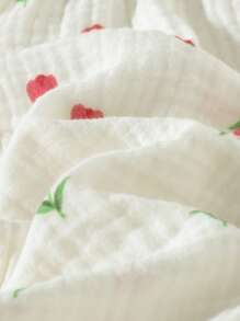 Cozy Pixies 女宝宝夏季休闲碎花无袖荷叶边下摆衬衫和宽松阔腿裤套装 - 白色 - 查看 5