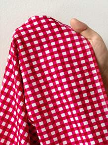 BamGleam Pantalón largo casual de mujer con parches de jean y cuadros - Multicolor - Ver 8