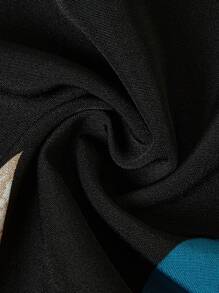 SHEIN LUNE Plus Size Casual Resort V-Neck Sleeveless Belted A-Line Dress For Women - Black - View 5