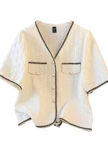 SHEIN LUNE Elegant Summer Vacation Shirts For Ladies - Apricot - View 4