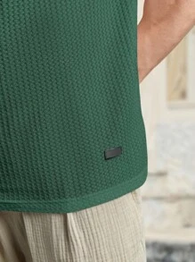 Manfinity BRENVOR 宽松男士纯色华夫格针织T恤，适合夏季穿着，情侣款