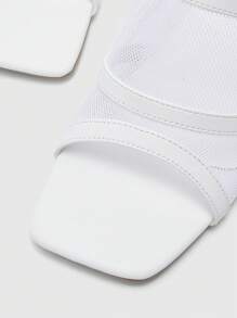 CUCCOO BIZCHIC Women's High Heel Sandals, White Mesh Decor, White High Heels - White - View 7