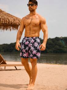 Surfspeed Men's Casual Coconut Tree Print Beach Shorts - Multicolor - View 2