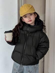 Dazy Kids Young Girl Warm Zip-Up Hooded Padded Coat, Suitable For Autumn/Winter