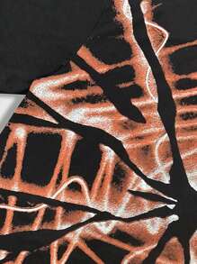 ROMWE MEN Street Life 男士印花圆领短袖T恤，夏季 - 黑色 - 查看 4