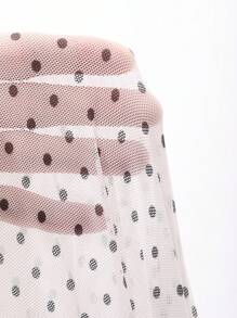 Livesso 女士波点半透明长袖圆领打底衫，春夏款 - 杏色 - 查看 2